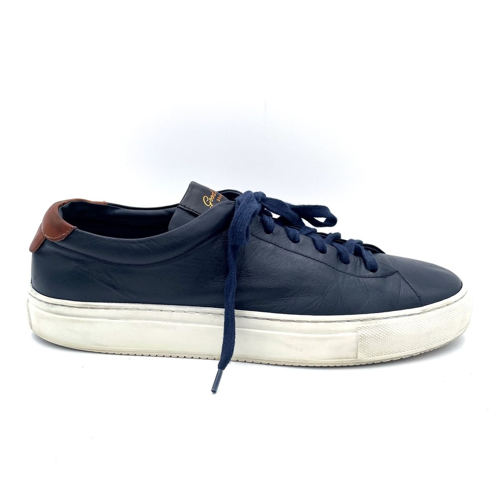 Good Man Brand Navy Leather‎ Low Top Sneakers Men's Size 8.5 Made in Italy